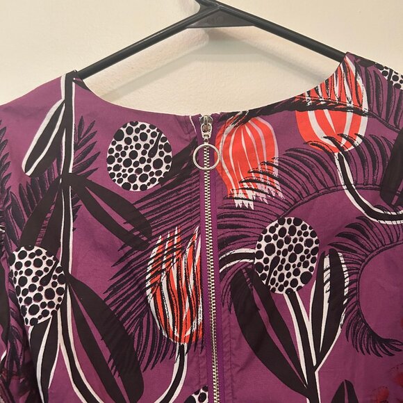 Desigual (collab. w/ Christian Lacroix) floral cropped blouse w/ back zip sz M - Picture 8 of 14